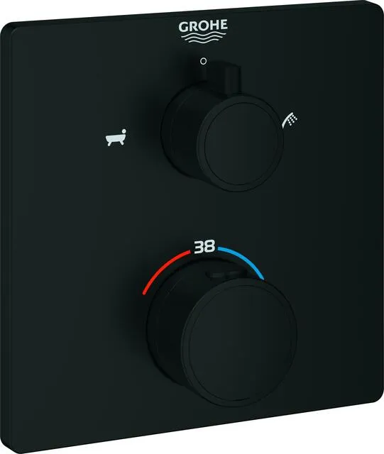 Grohe Grohtherm Badethermostat, 2 Abg. FMS für 35604 eckig matte black