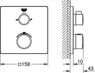 Grohe Grohtherm Badethermostat, 2 Abg. FMS für 35604 eckig matte black – Bild 2