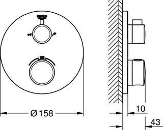 Grohe Grohtherm Badethermostat, 2 Abgänge FMS für 35604, rund, matte black – Bild 2
