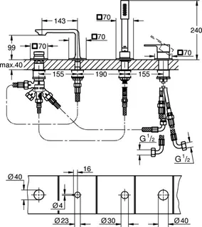 Grohe Allure 4-Loch-Einhand-Wannenkombination, hard graphite – Bild 2