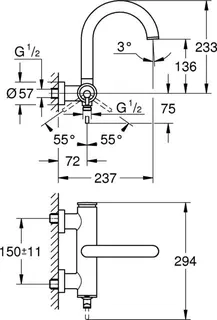 Grohe Atrio Badearmatur, Aufputz, hard graphite gebürstet – Bild 2