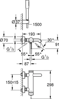 Grohe Essence Badearmatur, mit Brausegarnitur chrom – Bild 2