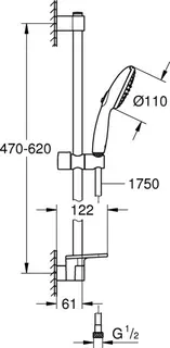 Grohe Brausestangenset TEMPESTA 110, 2 Strahlarten, Ablage, 600mm chrom – Bild 2