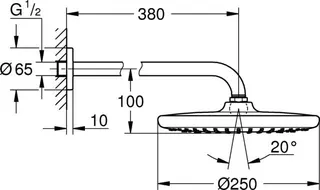 Grohe Kopfbrauseset TEMPESTA 250, 380mm chrom – Bild 2