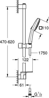 Grohe Brausestangenset TEMPESTA 110 CUBE, 2 Strahlarten, Water Saving, Ablage , 600mm chrom – Bild 2