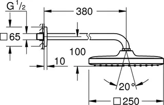 Grohe Kopfbrause-Set TEMPESTA 250 CUBE, 380mm Brausearm, 1 Strahlart Rain matte black – Bild 2