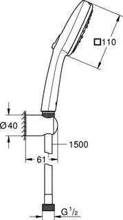 Grohe Wandhalterset TEMPESTA 110 CUBE, 3 Strahlarten, Water Saving chrom – Bild 2