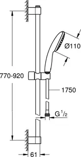 Grohe Brausestangenset TEMPESTA 110, 1 Strahlart, 900mm chrom – Bild 2
