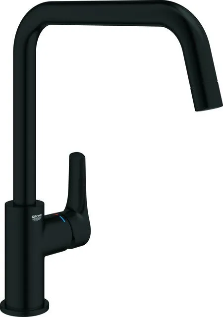 Grohe EUROSMART Spültisch Armatur, hoher Auslauf, SilkMove 28mm Keramikkartusche, matte black