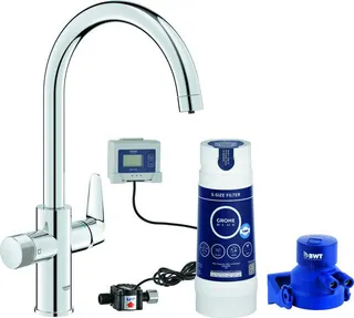 Grohe Starter Kit BLUE PURE BauCurve, Spültischbatterie mit S-Size-Filter chrom