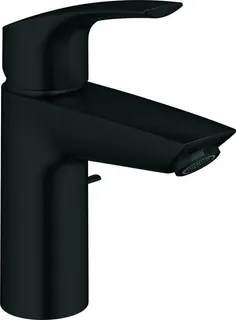 Grohe EUROSMART Waschtisch Armatur, S-Size, Zugstangen-Ablaufgarnitur,  Mittelstellung kalt, matte black
