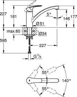Grohe EUROSMART Spültisch Armatur, flacher Auslauf, matte black – Bild 2