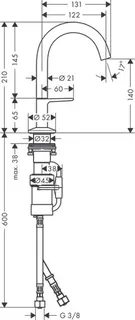 Hansgrohe Waschtischmischer Select 140 AXOR ONE, mit Push-Open Ablaufgarnitur 1 1/4" mattschwarz – Bild 2