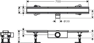 Hansgrohe Duschrinne RainDrain Compact, Komplettset, für Standardinstallation 700mm – Bild 2