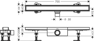 Hansgrohe Duschrinne RainDrain Compact, befliesbare Standardinstallation 700mm – Bild 2