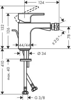 Hansgrohe VERNIS Shape Bidetmischer, mit Zugstangen-Ablaufgarnitur, chrom – Bild 2