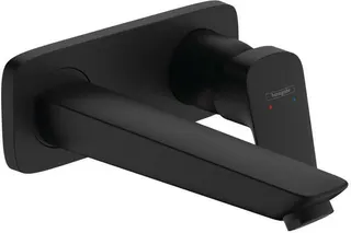 Hansgrohe Logis Fertigmontageset, für Unterputz 2-Loch-Waschtischmischer, Auslauf 195 mm, mattschwarz