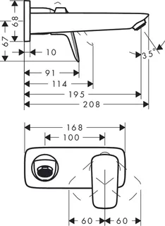 Hansgrohe Logis Fertigmontageset, für Unterputz 2-Loch-Waschtischmischer, Auslauf 195 mm, mattschwarz – Bild 2