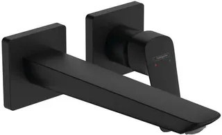 Hansgrohe Logis Fertigmontageset, für Unterputz 2-Loch-Waschtischmischer, Auslauf 205mm, mattschwarz