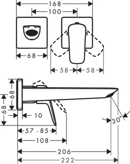 Hansgrohe Logis Fertigmontageset, für Unterputz 2-Loch-Waschtischmischer, Auslauf 205mm, mattschwarz – Bild 2