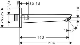 Hansgrohe Logis Wanneneinlauf, DN 20, Ausladung 195mm, mattschwarz – Bild 2