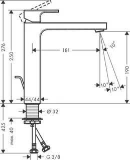 Hansgrohe VERNIS Shape Waschtischmischer 190, mit Zugstangen-Ablaufgarnitur, chrom – Bild 2