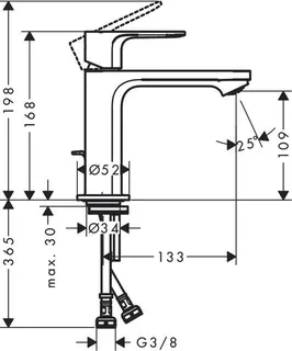 Hansgrohe Rebris E 110 Waschtischmischer, CoolStart, ohne Ablaufgarnitur, chrom – Bild 2