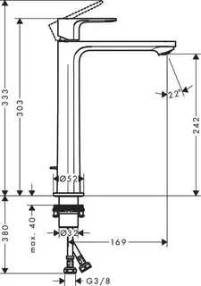 Hansgrohe Rebris E 240 Waschtischmischer, CoolStart, mit Zugstangen Ablaufgarnitur, chrom – Bild 2