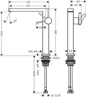 Hansgrohe Fine Tecturis E Waschtischmischer, ComfortZone 240, CoolStart, Push-Open chrom – Bild 2