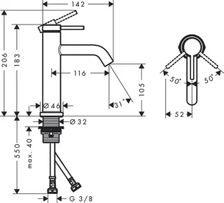 Hansgrohe Tecturis S Waschtischmischer, ComfortZone 110, ohne Ablaufgarnitur chrom – Bild 2
