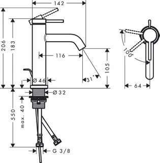 Hansgrohe Tecturis S Waschtischmicher, ComfortZone 110, Zugstange, CoolStart chrom – Bild 2