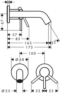 Hansgrohe Tecturis S Waschtischmischer, Unterputz für Wandmontage, Ausladung 165mm chrom – Bild 2