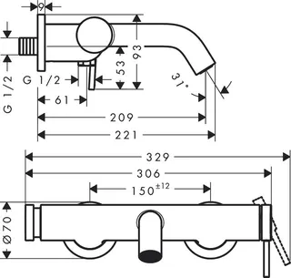 Hansgrohe Tecturis S Badearmatur, Aufputz chrom – Bild 2