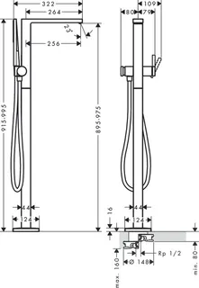 Hansgrohe Tecturis E Badearmatur, bodenstehend chrom – Bild 2