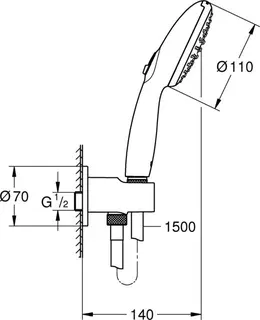 Grohe Wandhalter-Set TEMPESTA 110, 2 Strahlarten Rain/Jet, Schlauch 1500mm matte black – Bild 2