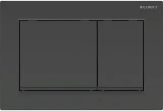 Geberit Betätigungsplatte Omega30, Platte und Tasten schwarz, Designringe schwarz matt