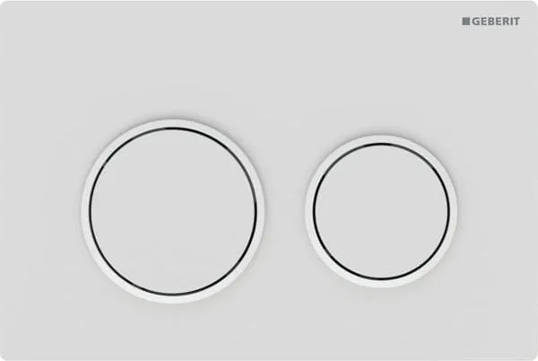 Geberit Betätigungsplatte Omega20, Platte und Tasten weiß matt, Designringe weiß