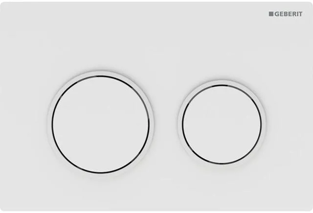 Geberit Betätigungsplatte Omega20, Platte und Tasten weiß, Designringe weiß matt