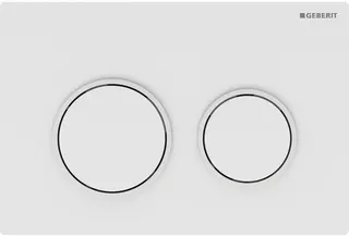 Geberit Betätigungsplatte Omega20, Platte und Tasten weiß, Designringe weiß matt