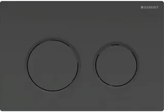 Geberit Betätigungsplatte Omega20, Platte und Tasten schwarz, Designringe schwarz matt