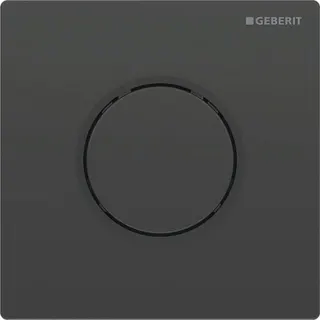 Geberit Urinalsteuerung, Typ 10, pneumatisch Platte und Taste schwarz, Designring, schwarz matt