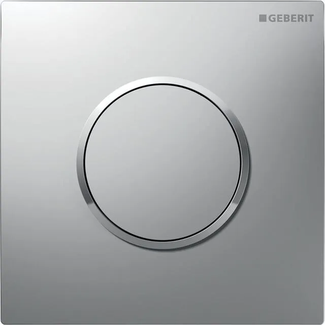Geberit Urinalsteuerung Typ 10, pneumatisch Platte und Taste mattchrom, Designring hochglanz