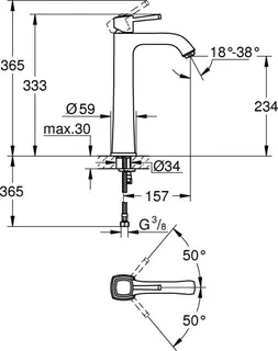 Grohe GRANDERA Waschtisch Armatur, für freistehende Waschschüsseln, chrom/gold – Bild 2