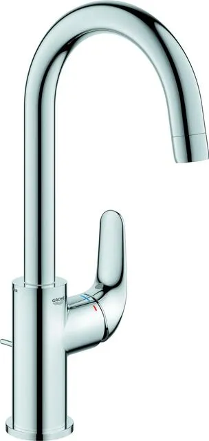 Grohe EUROECO Waschtischarmatur, hoher Auslauf, Ablaufgarnitur, Mittelstellung kalt, chrom