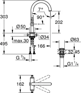 Grohe ATRIO Waschtischarmatur, L-Size, Hebelgriffe chrom – Bild 2