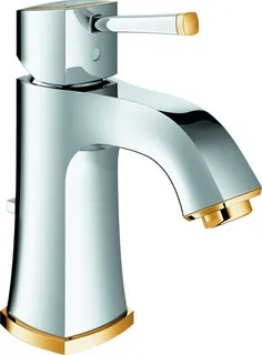 Grohe Grandera Waschtischarmatur, M-Size, Zugstangen-Ablaufgarnitur chrom/gold