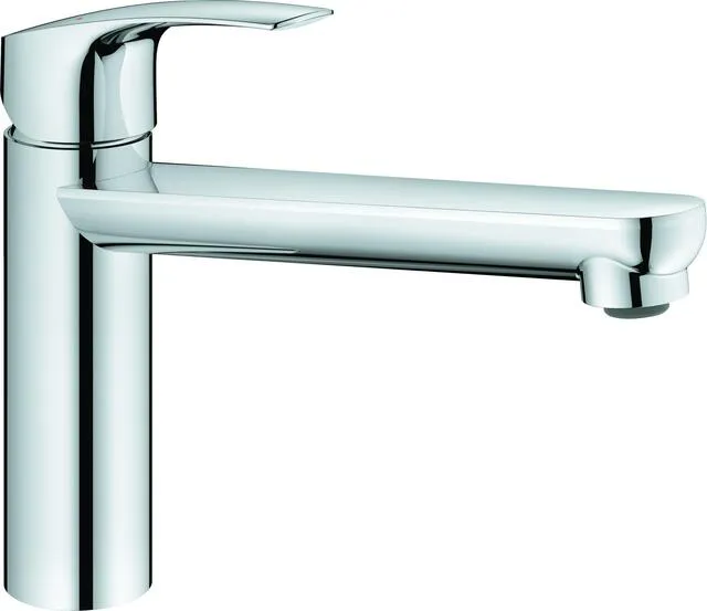 Grohe EUROSMART Spültisch Küchenarmatur, Vor-Fenster-Montage, mittelhoher Auslauf chrom