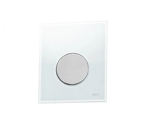 TECE Loop Urinalbetätigung mit Kartusche Glas weiß, Taste Chrom matt