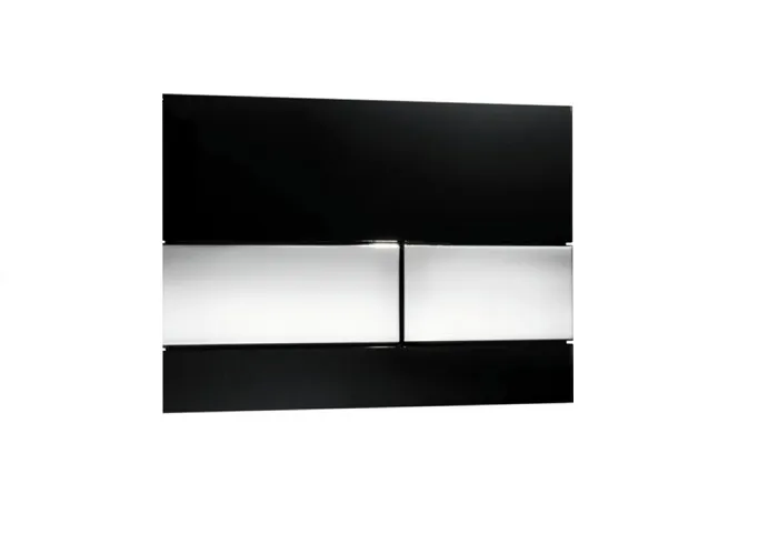 TECE Square WC Betätigungsplatte Glas schwarz, Tasten Chrom glänzend