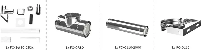 BOSCH Abgas-Standardpaket BOPA FC60 S Fassade starr, 80/125, 6m, RLU